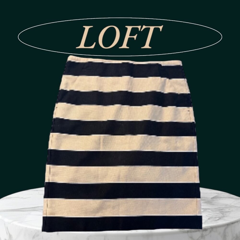 ✅3/$20 Sale-LOFT PETITES Black & Khaki Midi Pencil Skirt - Womens 10P